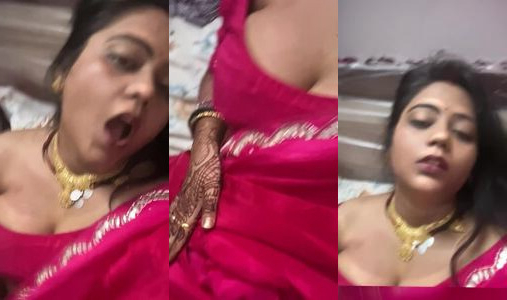 Chhattisgarh pink saree Bhabhi horny mood