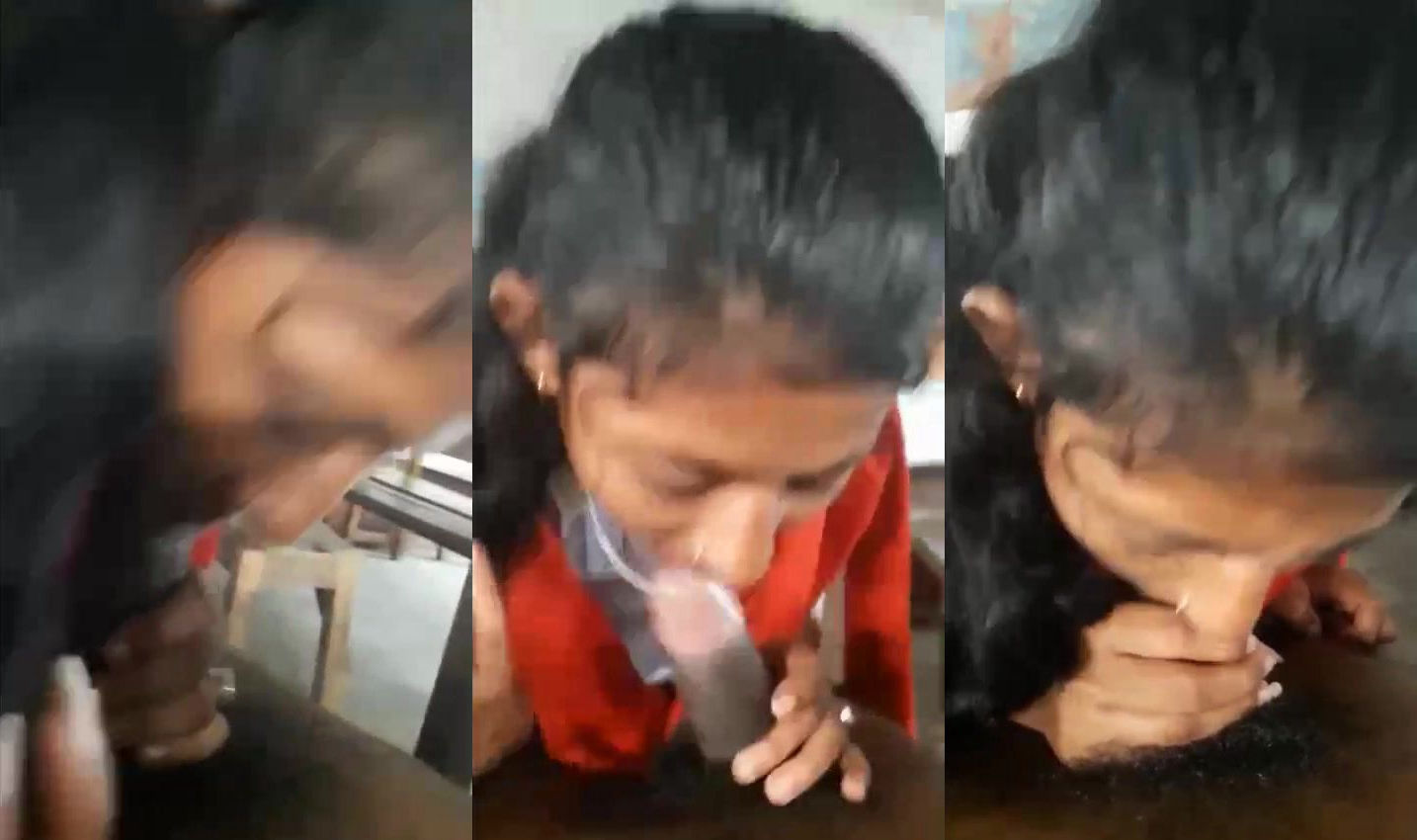 college girl girl gives teacher a blowjob in the classroom