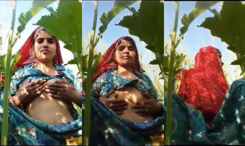 Dehati gaon ki bhabhi khet mein apni boobs daba rahi hai