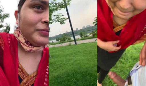 Delhi Bhabhi doing blowjob in the park