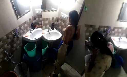 Ladies hostel girl video call in ghusal khana