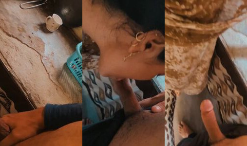 Muslim bhabhi kneeled for the blowjob in kitchen