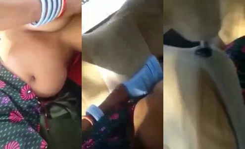 Pressing kaamwali bai aunt’s boobs in the car