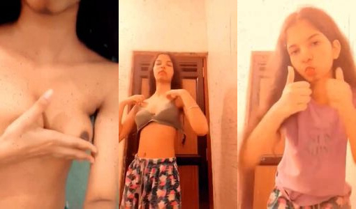 Slim college girl girl apni juicy boobs dikhati hui
