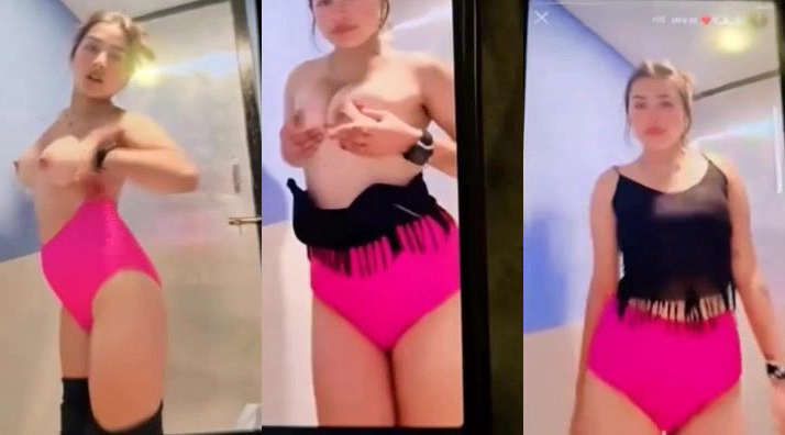 Unknown cinema model lady topless boobs
